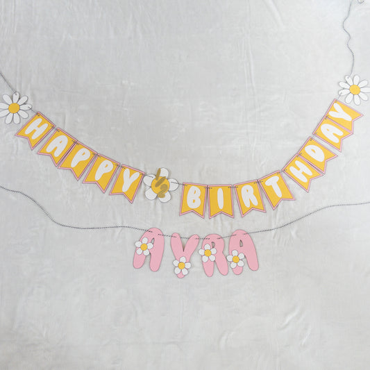 Daisy Theme Birthday Party Banner