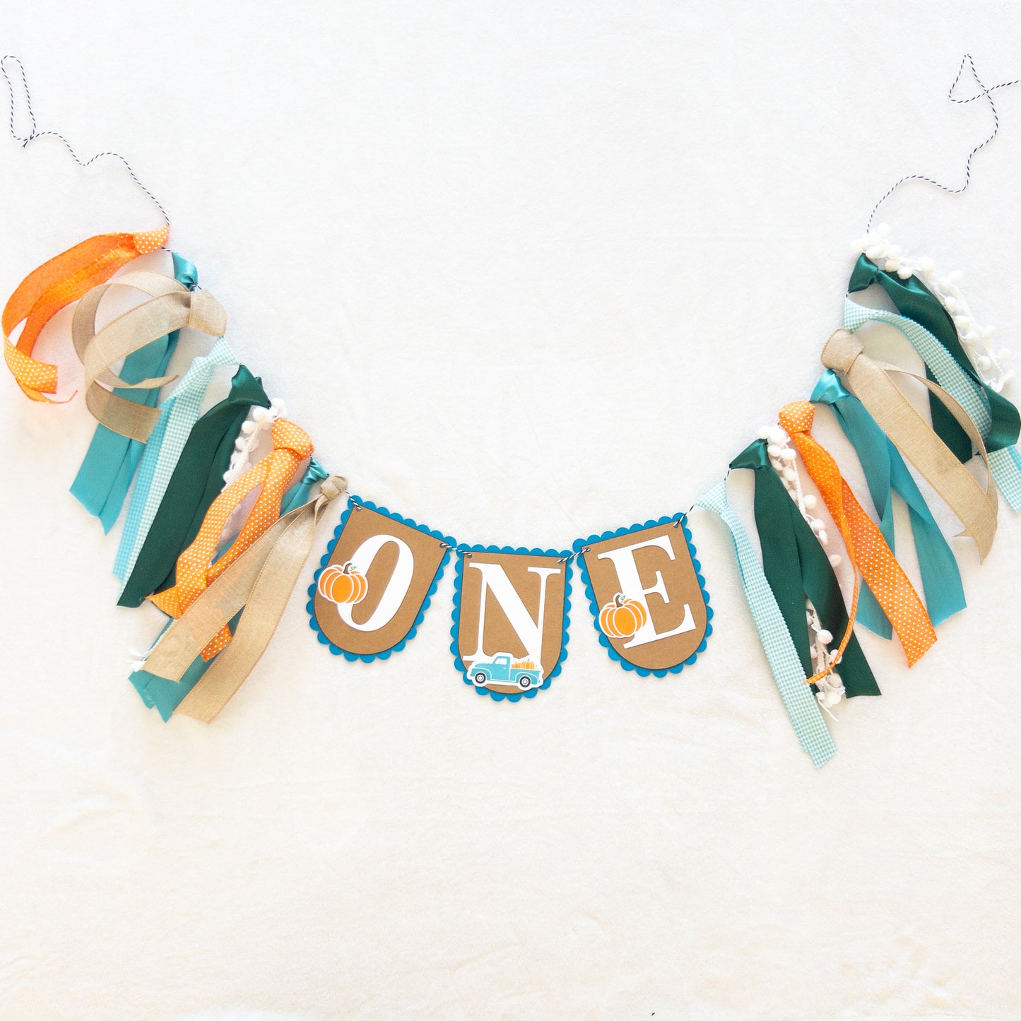 Pumpkin Themed Highchair Birthday Banner Garland