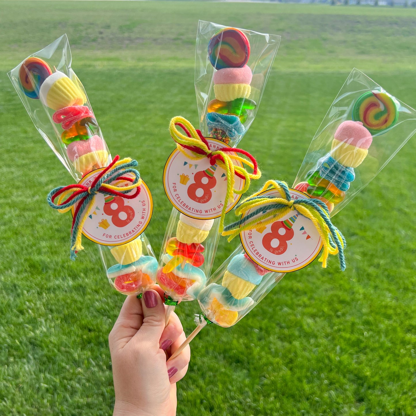 Candy Kabobs for kids birthday, baby shower, holidays, graduation