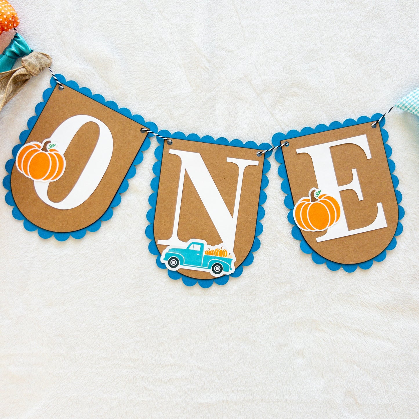 Pumpkin Themed Highchair Birthday Banner Garland