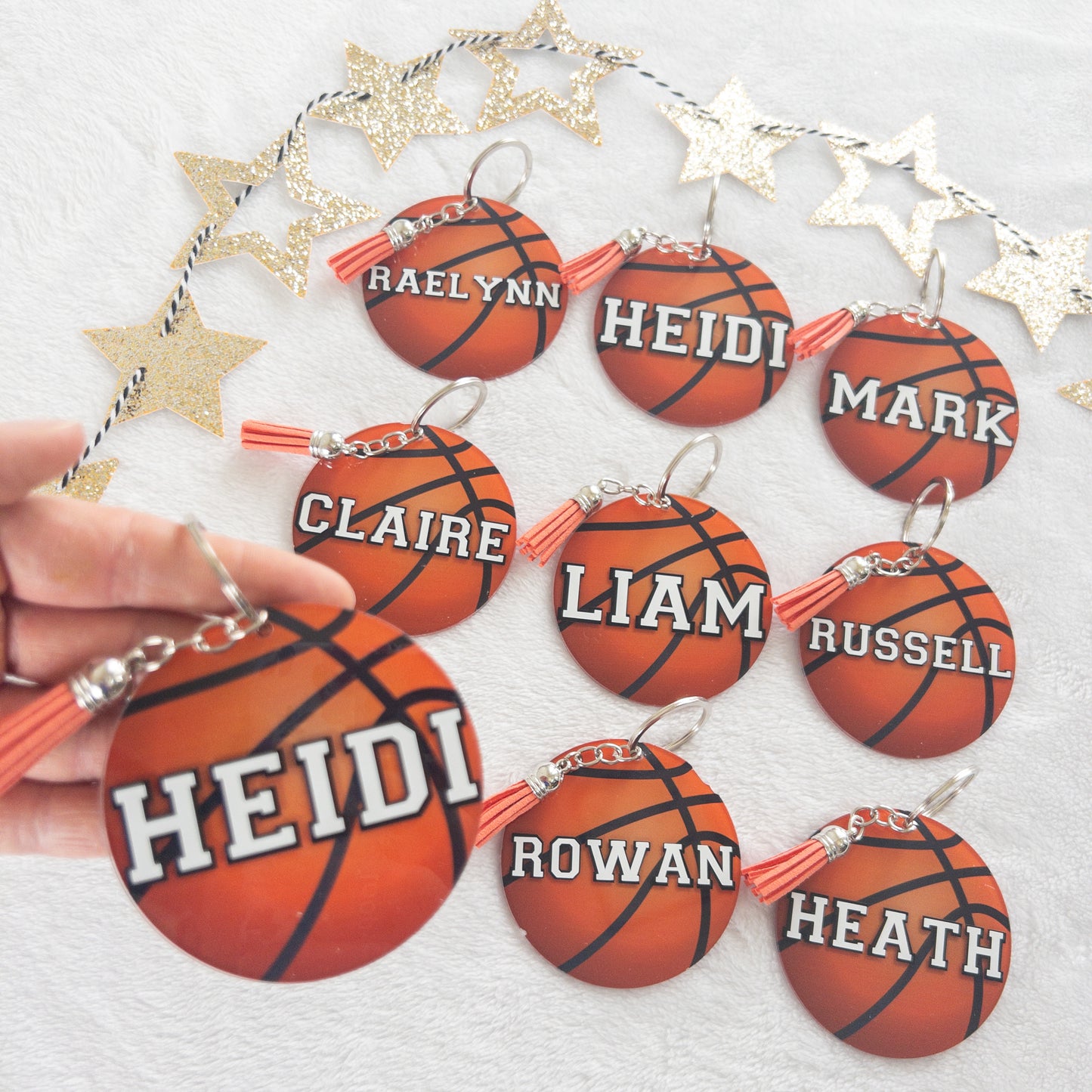 Personalized Basketball Name Keychain for Backpacks, Sports Bags, Luggage