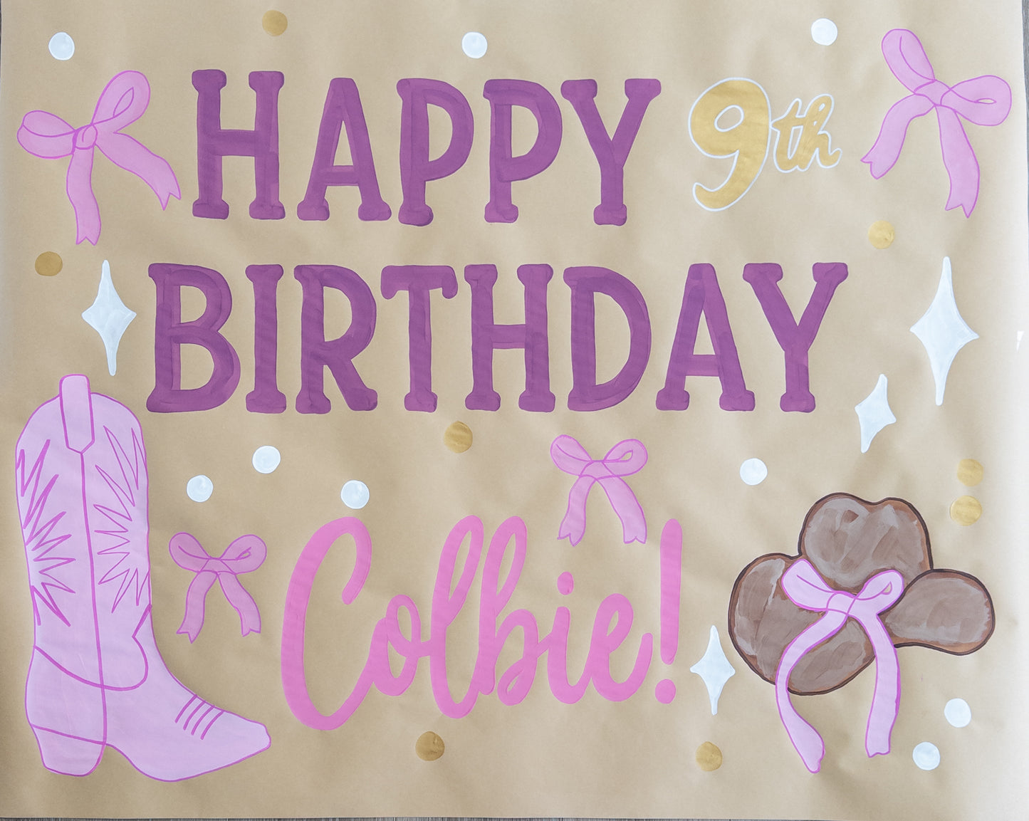 Custom Hand-Painted Kraft Paper Banner