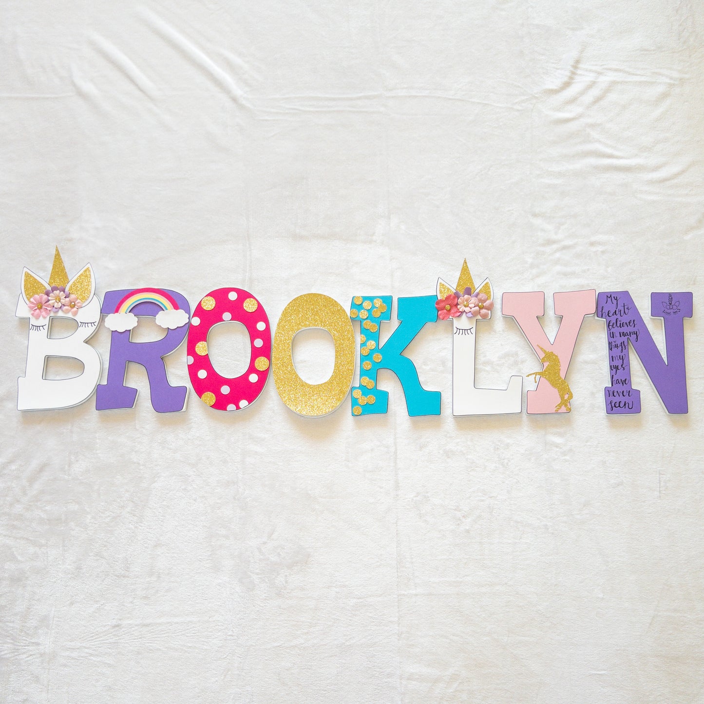 Unicorn Princess Rainbow Custom Wood Letters