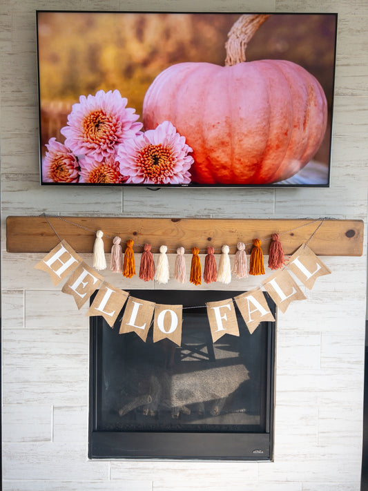 Pink Fall Yarn Tassel Garland