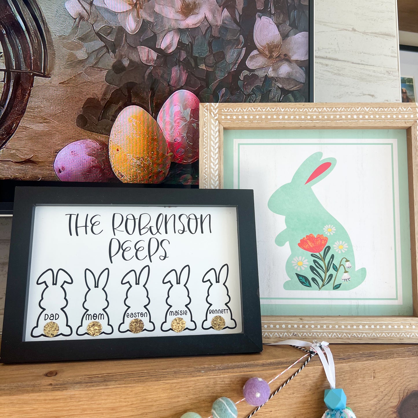 Personalized Family Peeps Easter Wood Sign