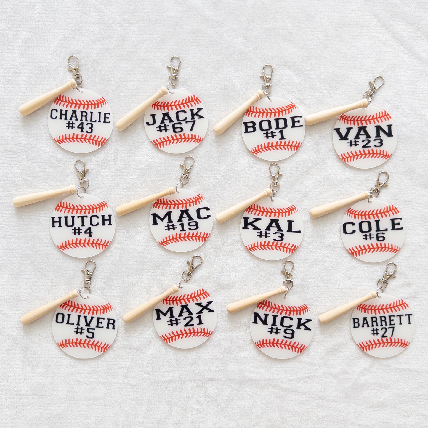 Personalized Baseball Name Keychain for Backpacks, Sports Bags, Luggage