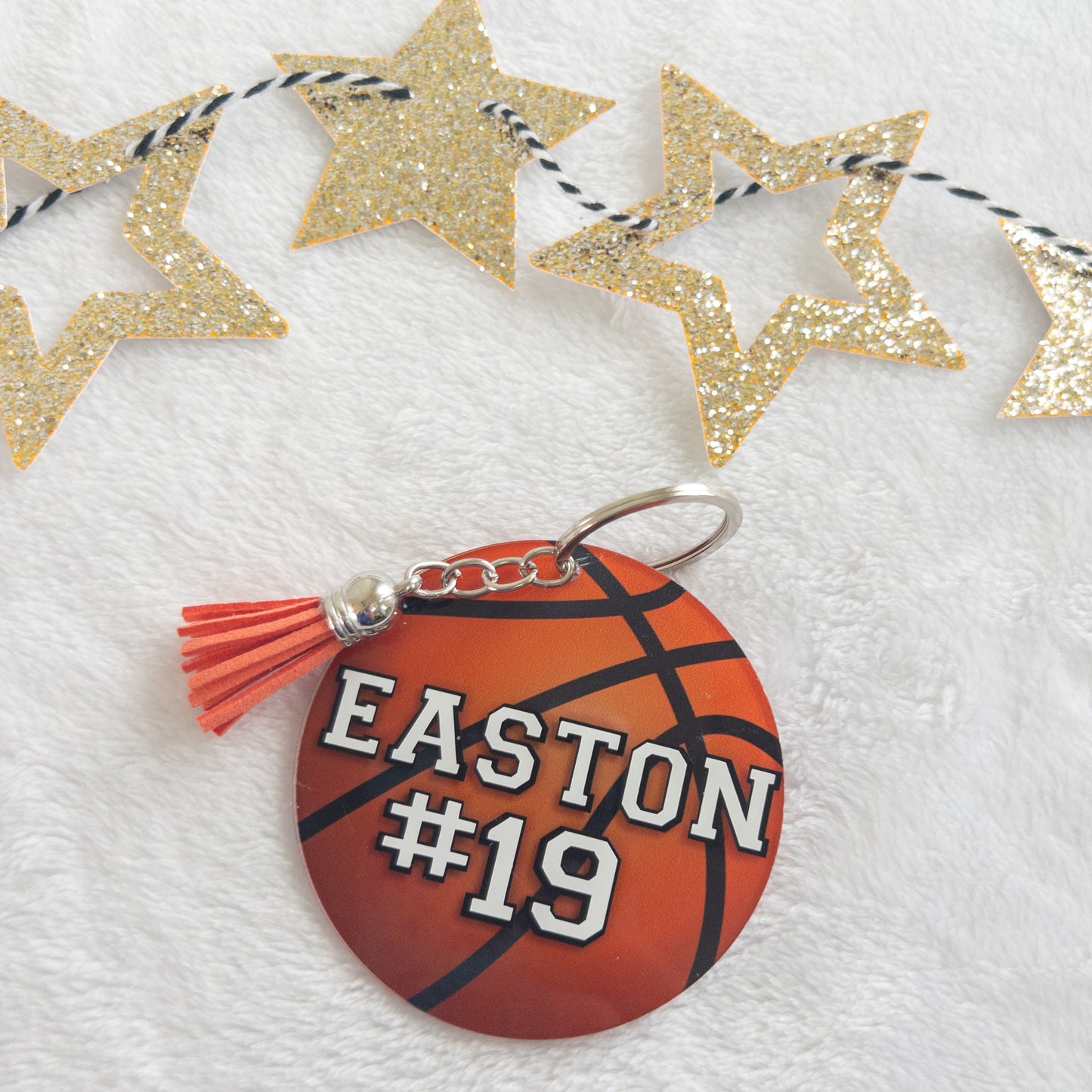 Personalized Basketball Name Keychain for Backpacks, Sports Bags, Luggage