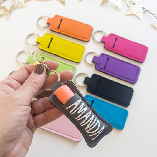 Personalized Chapstick Holder with Keychain