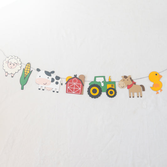 Tractor and Barn Farm Animals Themed Banner