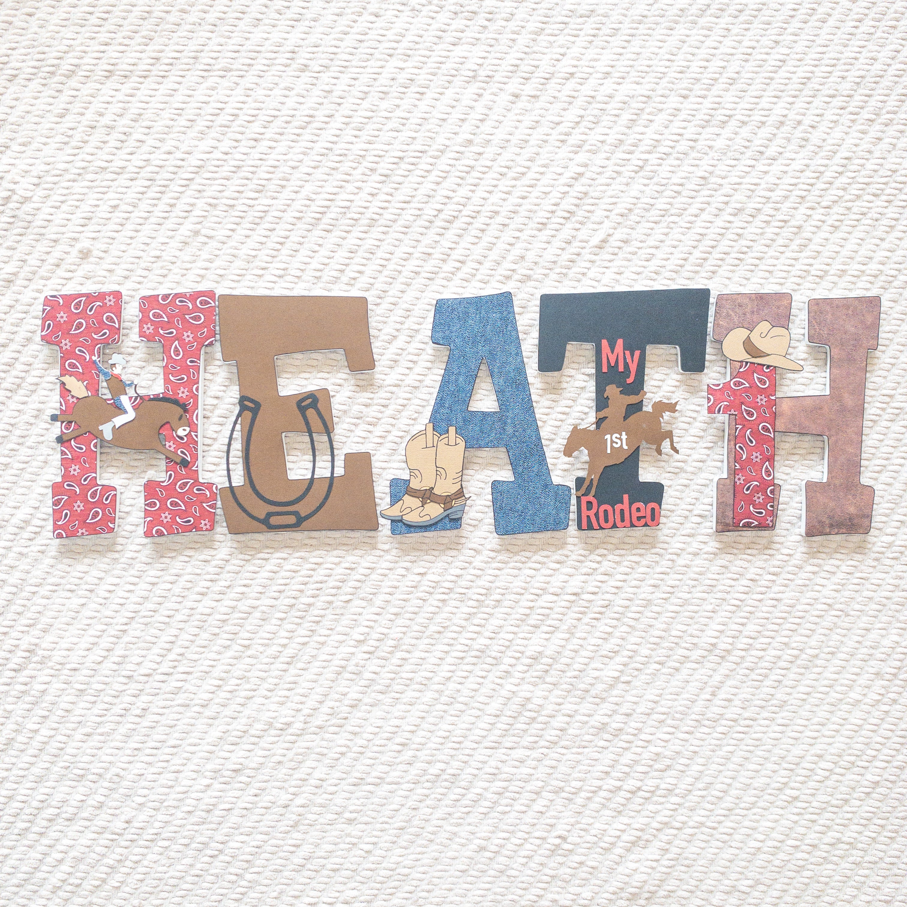 Cowboy, Cowgirl, Rodeo Custom Wood Letters – Amanda Robinson LLS