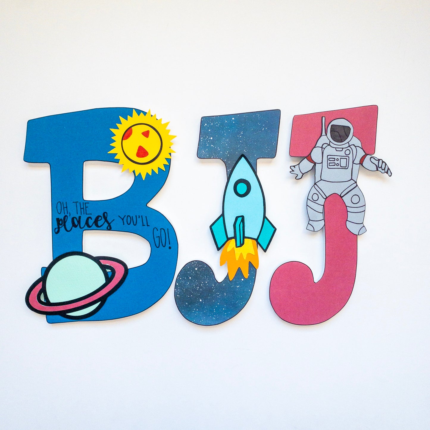 Space Moons Planets Custom Wood Letters