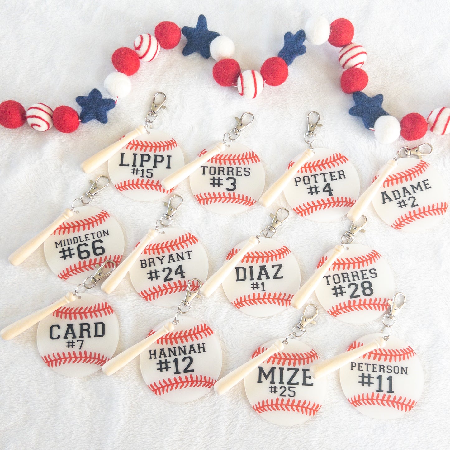 Personalized Baseball Name Keychain for Backpacks, Sports Bags, Luggage