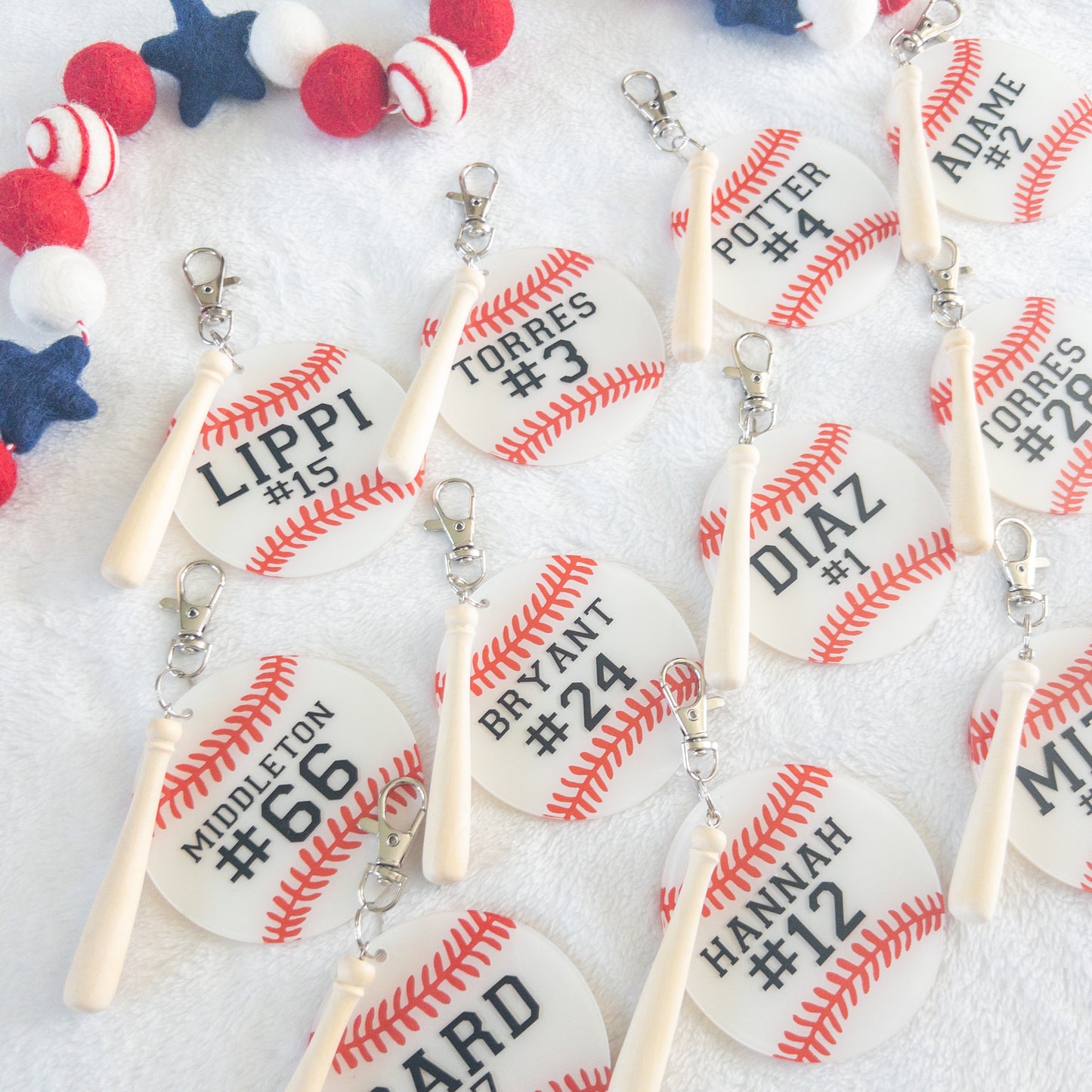 Personalized Baseball Name Keychain for Backpacks, Sports Bags, Luggage