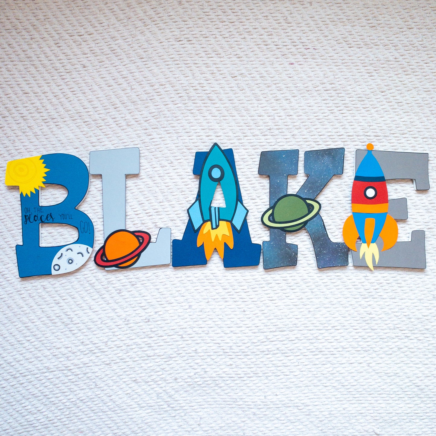 Space Moons Planets Custom Wood Letters