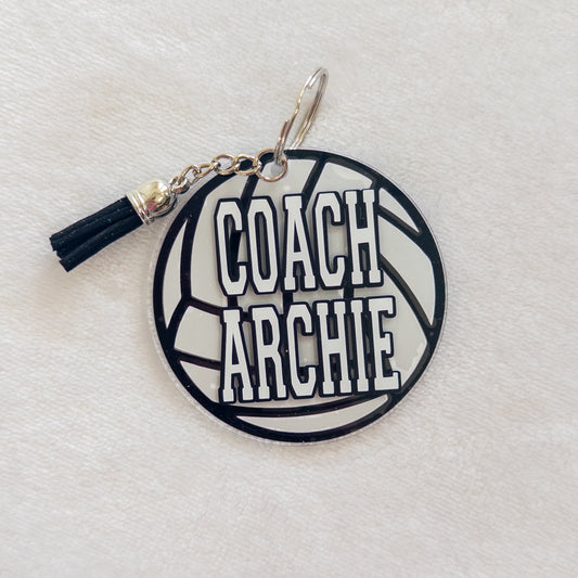 Personalized Volleyball Name Keychain for Backpacks, Sports Bags, Luggage