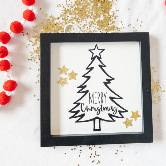 Merry Christmas Tree Wood Sign