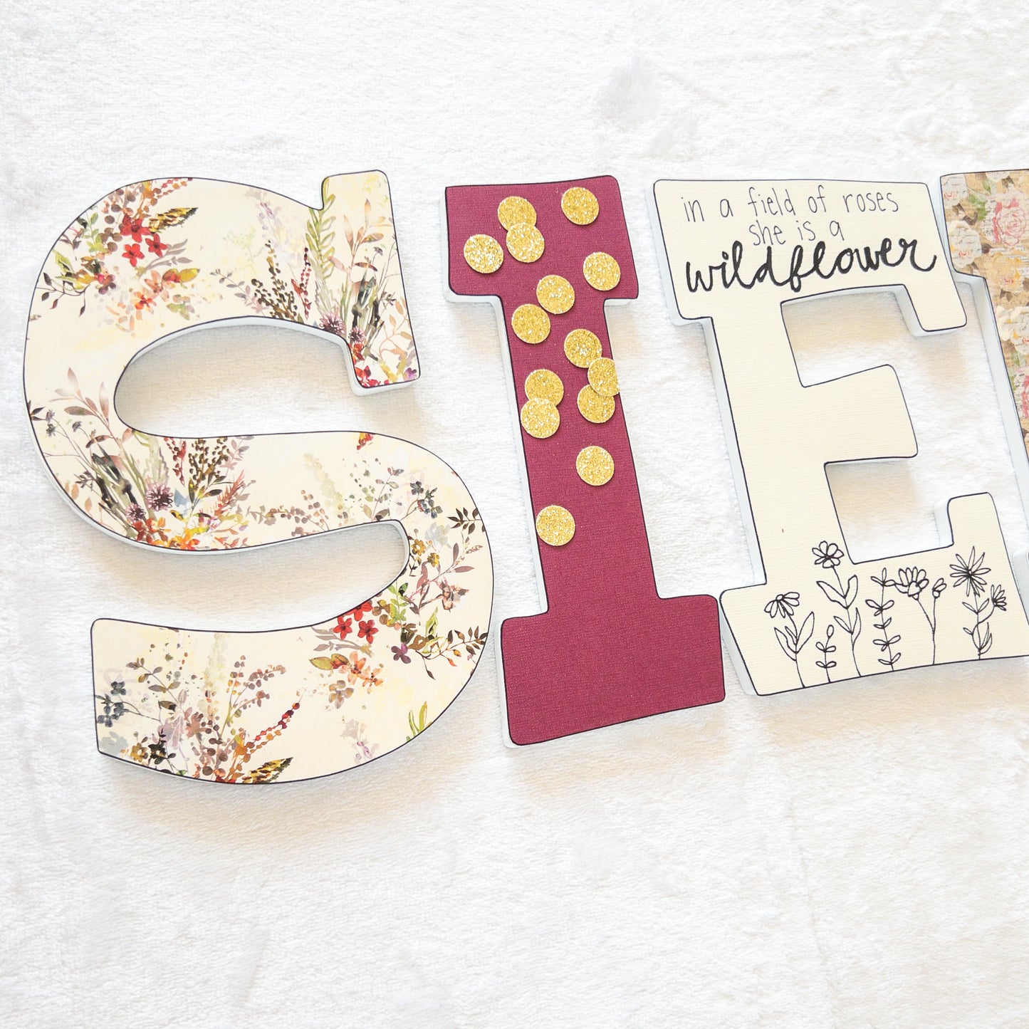 Wildflower Custom Wood Letters