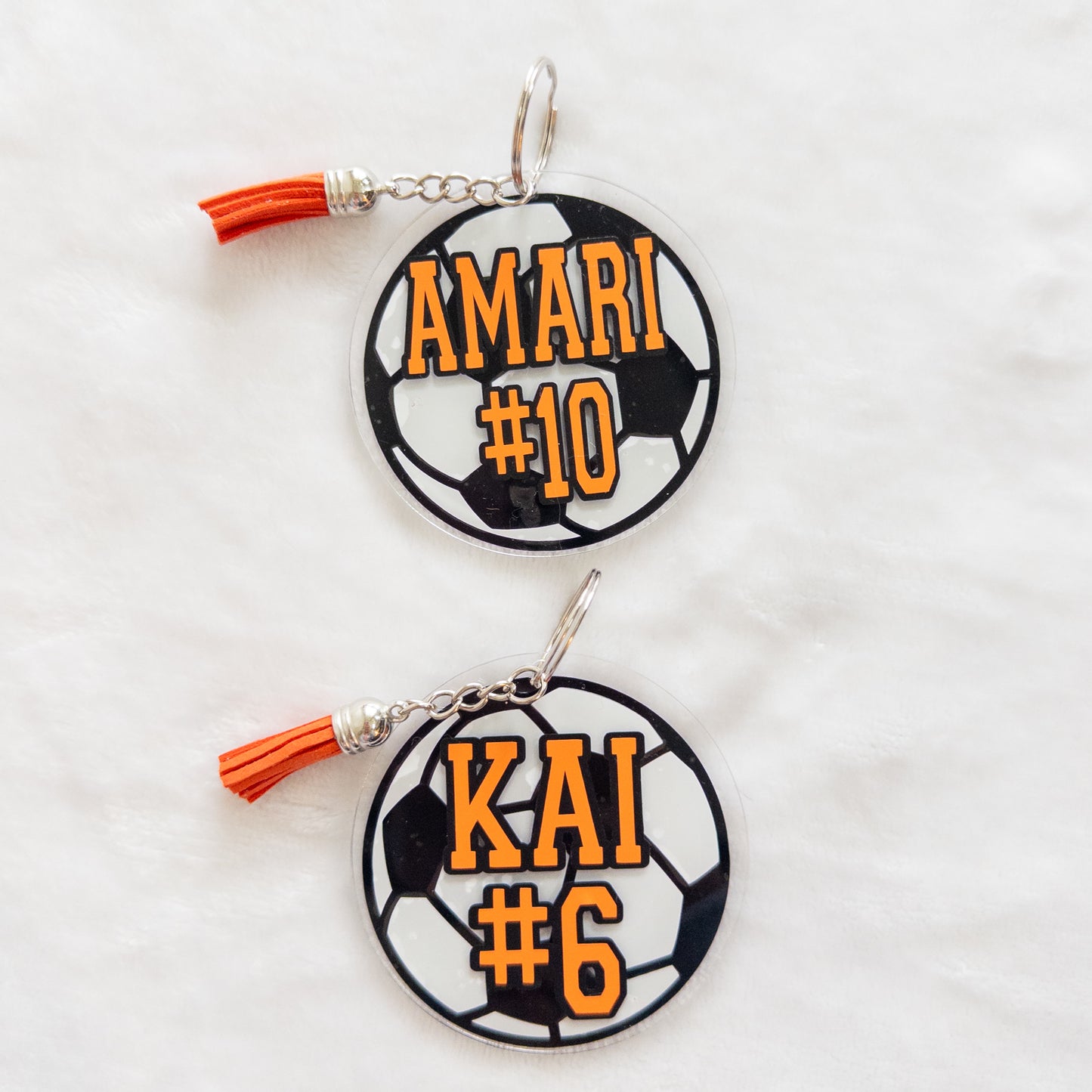 Personalized Soccer Name Keychain for Backpacks, Sports Bags, Luggage
