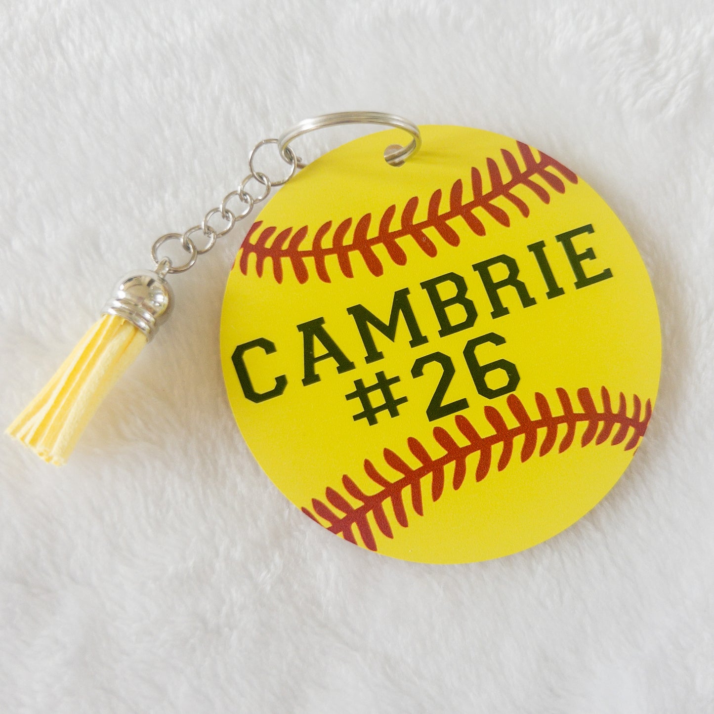 Personalized Softball Name Keychain for Backpacks, Sports Bags, Luggage