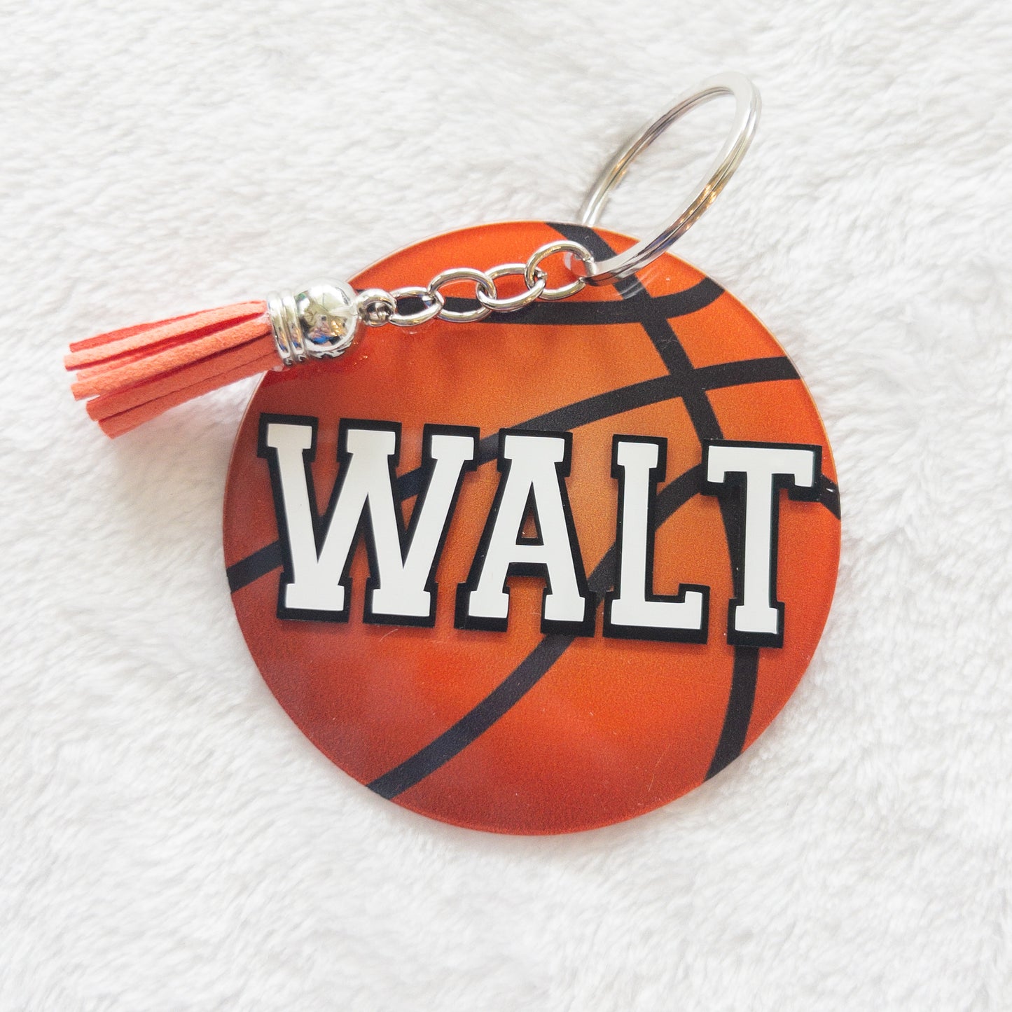 Personalized Basketball Name Keychain for Backpacks, Sports Bags, Luggage