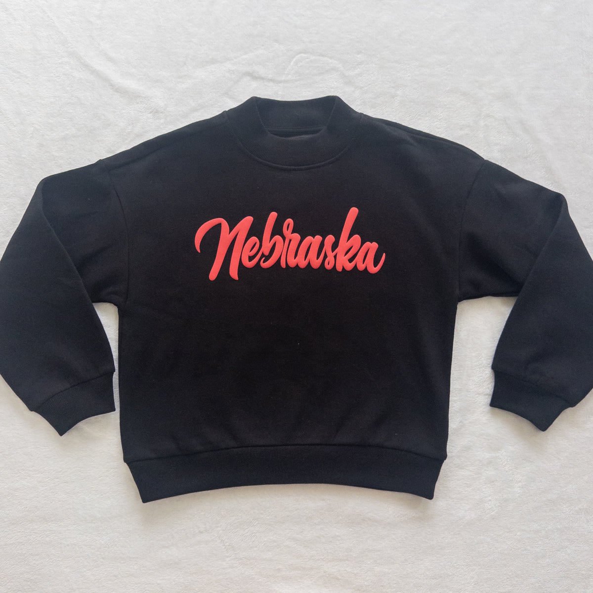 Nebraska Puff Vinyl Mock Neck Sweatshirt