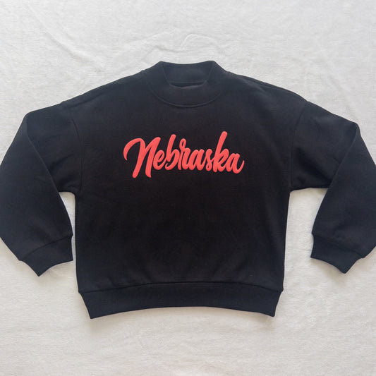 Nebraska Puff Vinyl Mock Neck Sweatshirt