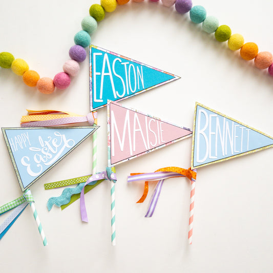 Easter Basket Name Pennant Flag