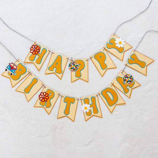 Retro 70’s Birthday Banner – Groovy Party Decor
