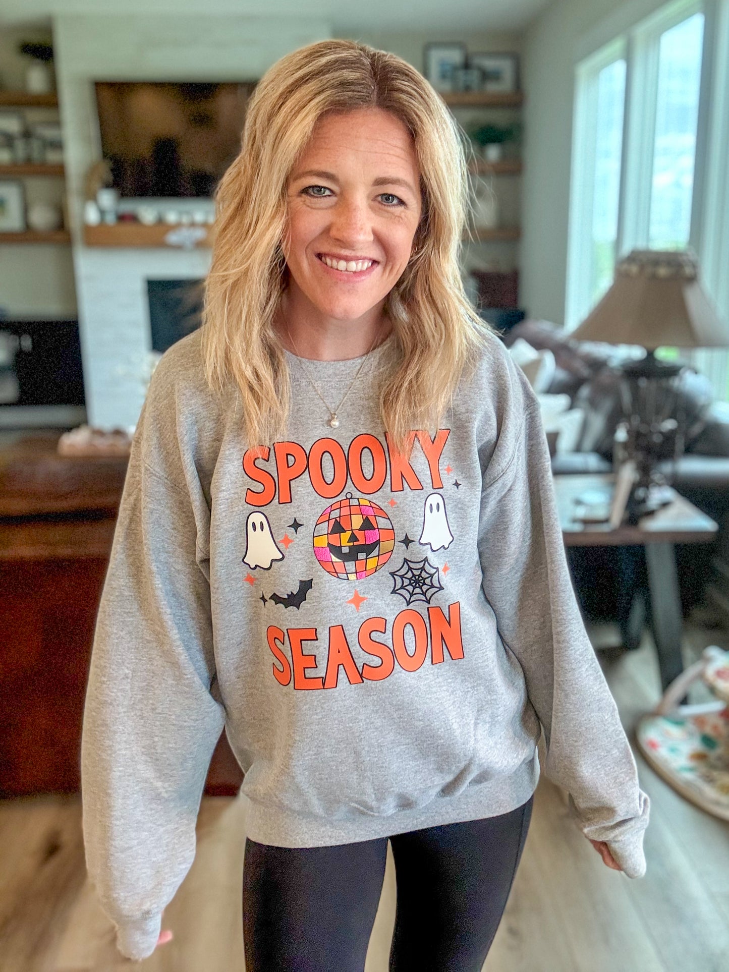Spooky Season Halloween Sweatshirt – disco pumpkin design