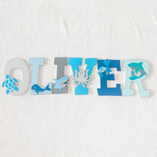 Ocean Sea Creatures Under the Sea Custom Wood Letters