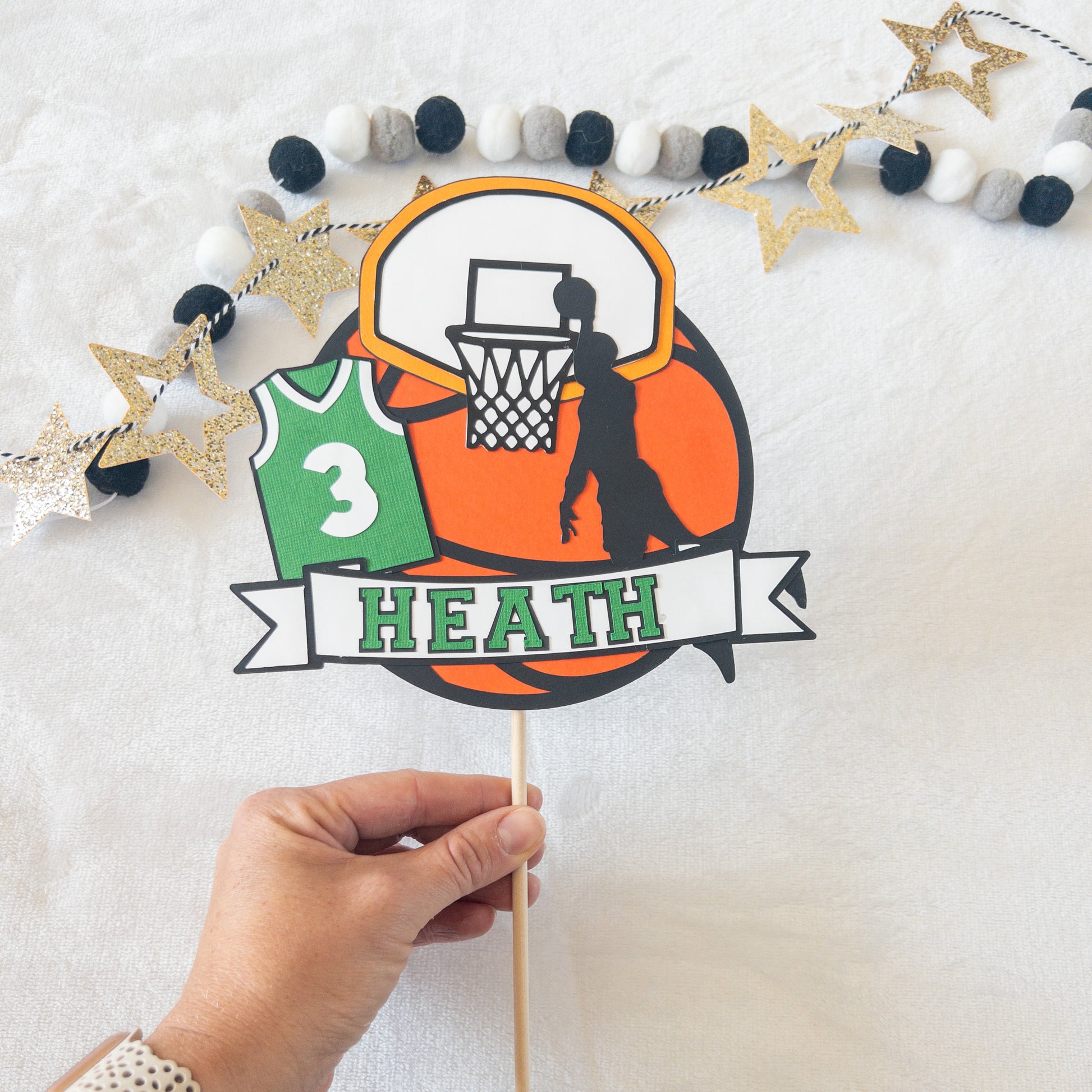 Custom cake topper with basketball player 