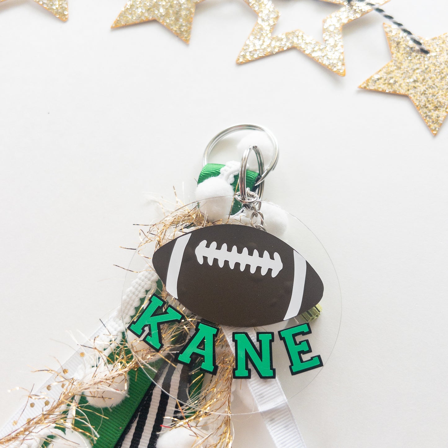 Personalized Football Name Keychain for Backpacks, Sports Bags, Luggage