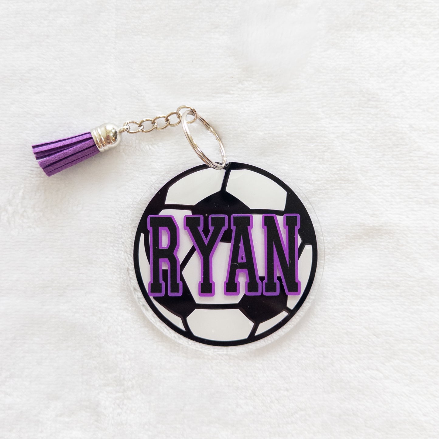 Personalized Soccer Name Keychain for Backpacks, Sports Bags, Luggage
