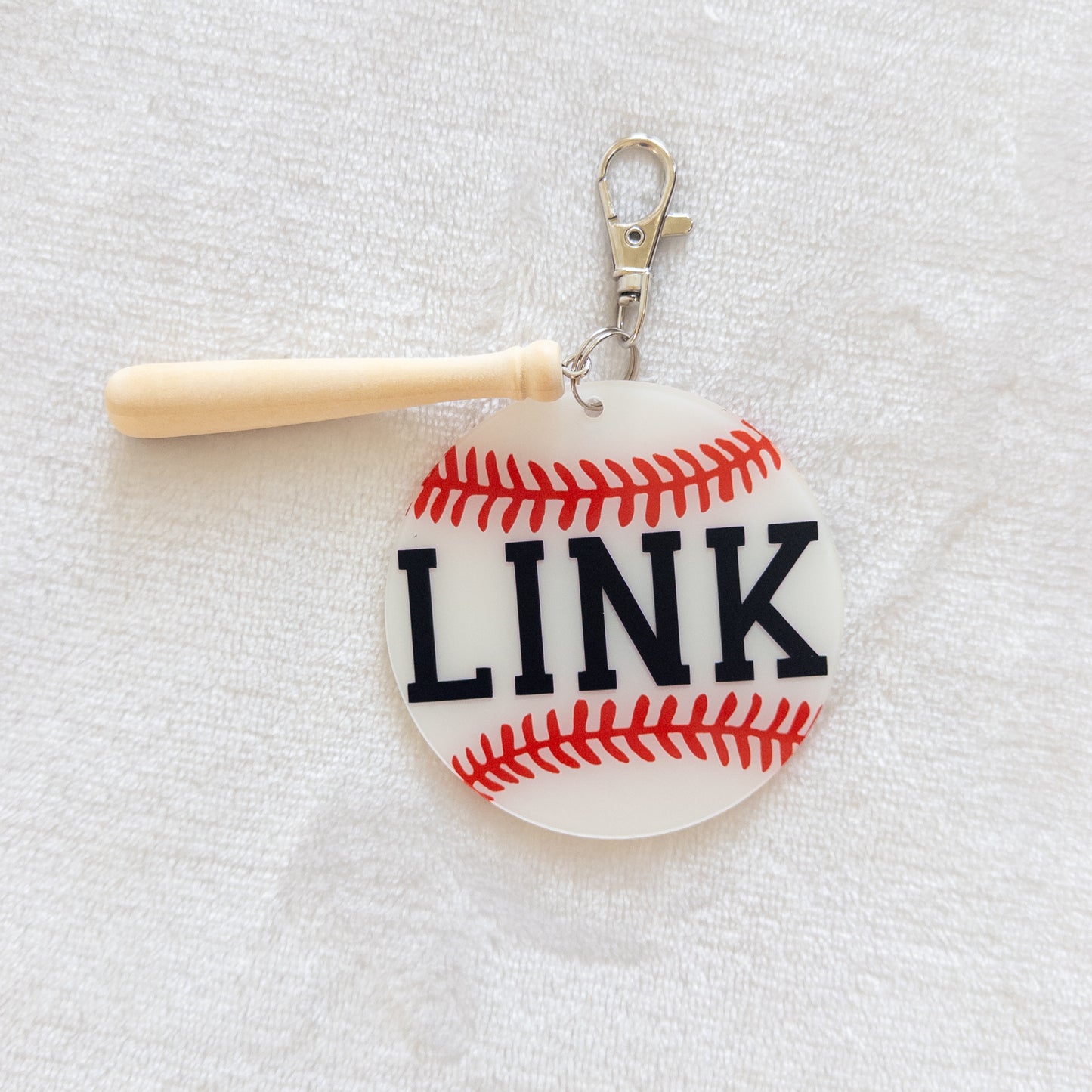 Personalized Baseball Name Keychain for Backpacks, Sports Bags, Luggage