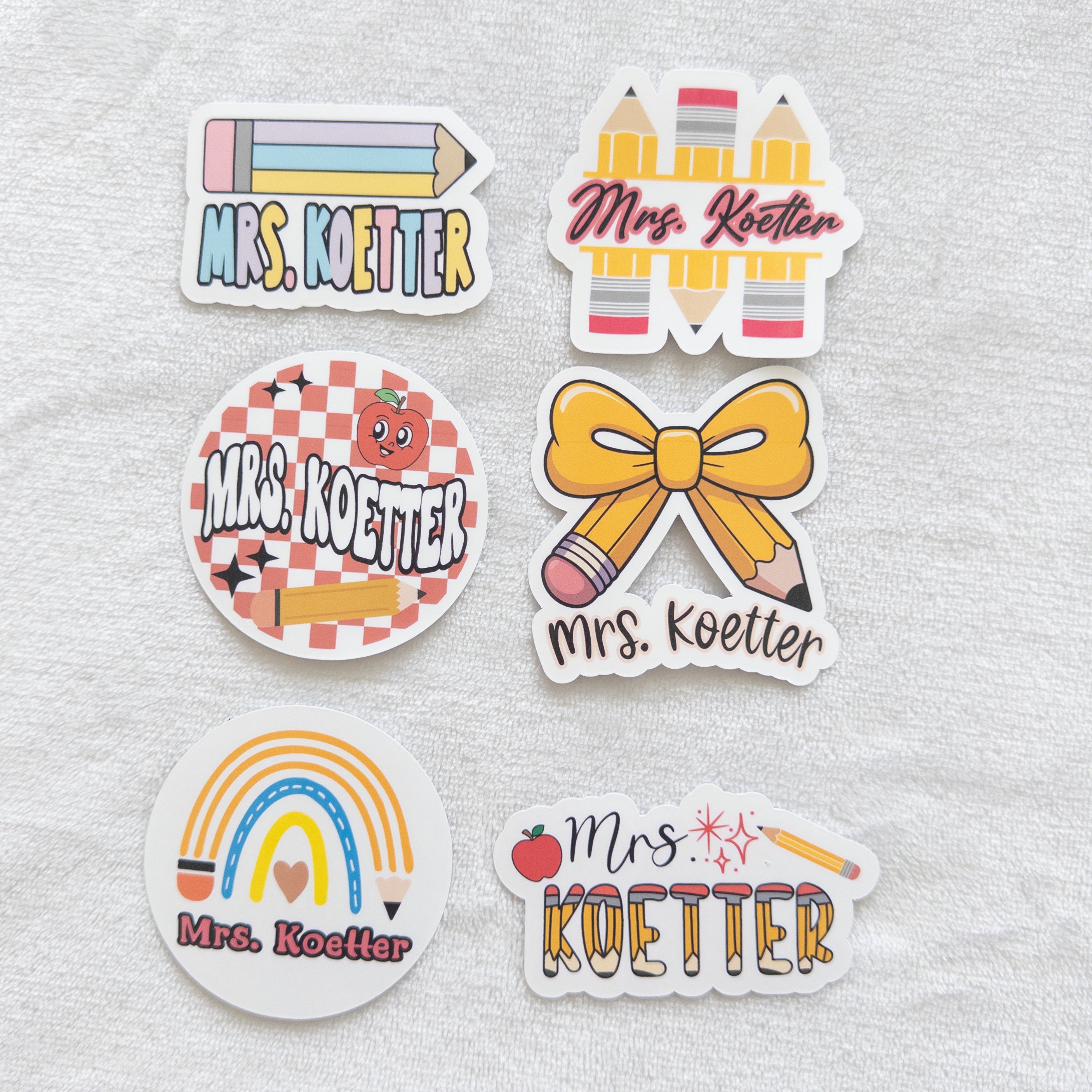 Custom Teacher Stickers – Personalized with Name – Amanda Robinson LLS