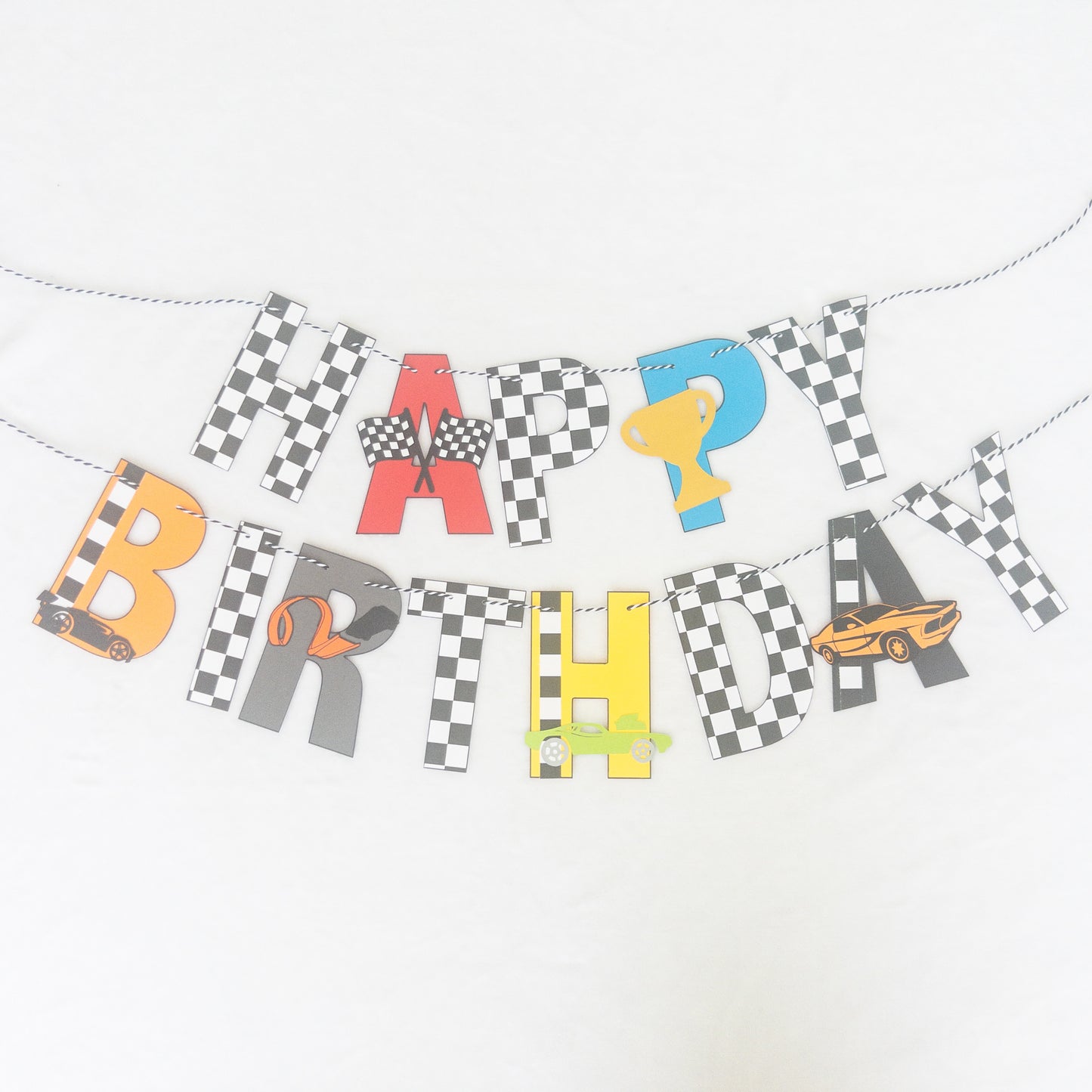 Racing Themed Custom Happy Birthday Banner