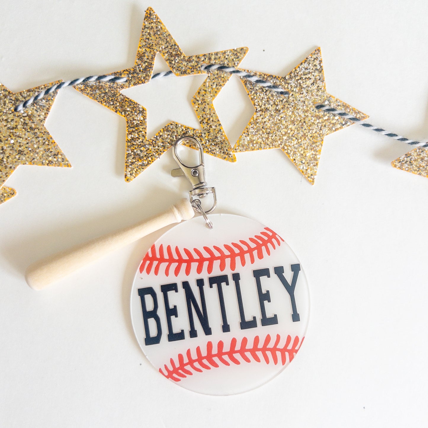 Personalized Baseball Name Keychain for Backpacks, Sports Bags, Luggage