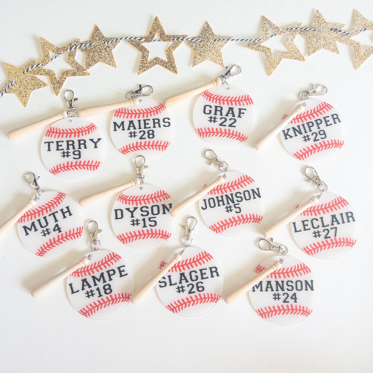 Personalized Baseball Name Keychain for Backpacks, Sports Bags, Luggage