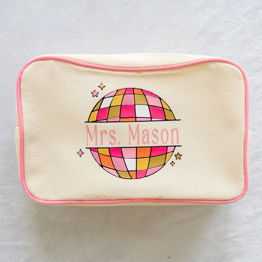 Personalized Disco Zippered Canvas Bag