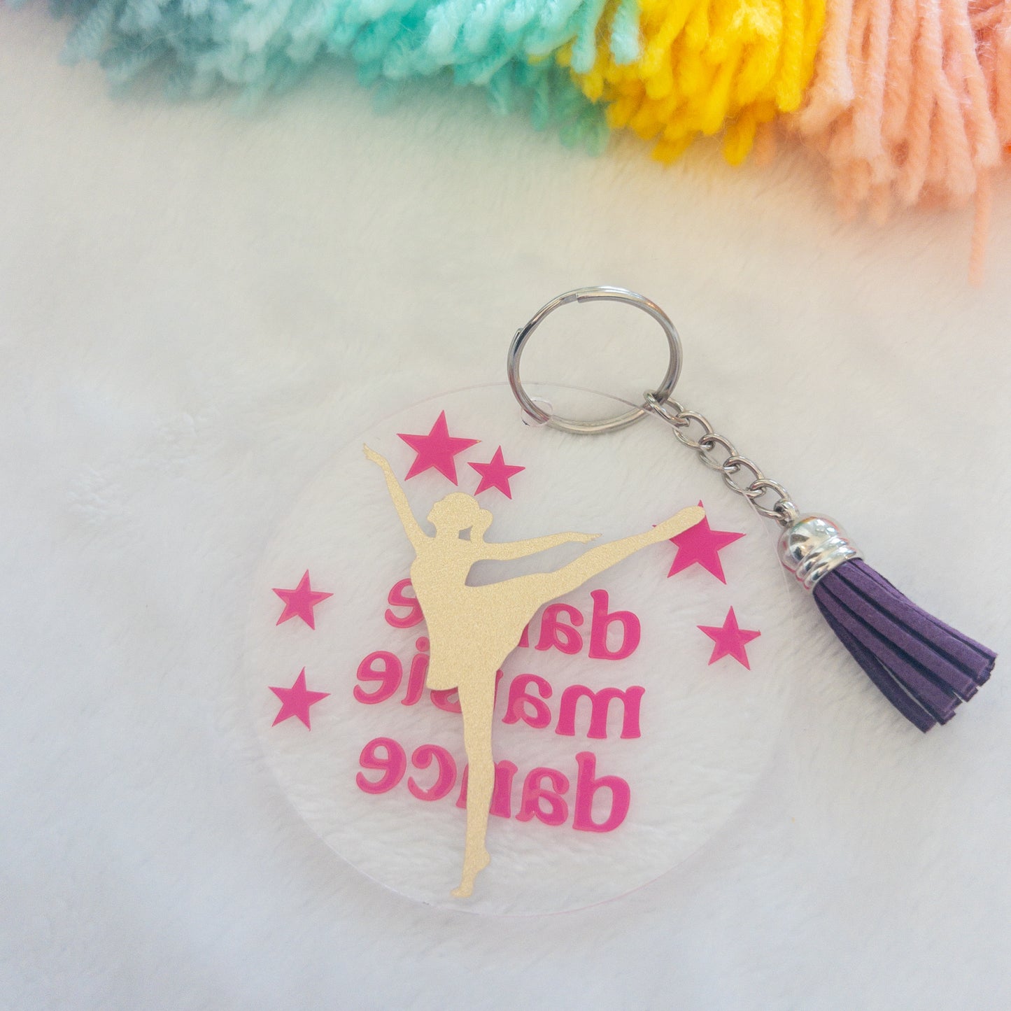 Personalized Dance Name Keychain for Backpacks, Sports Bags, Luggage