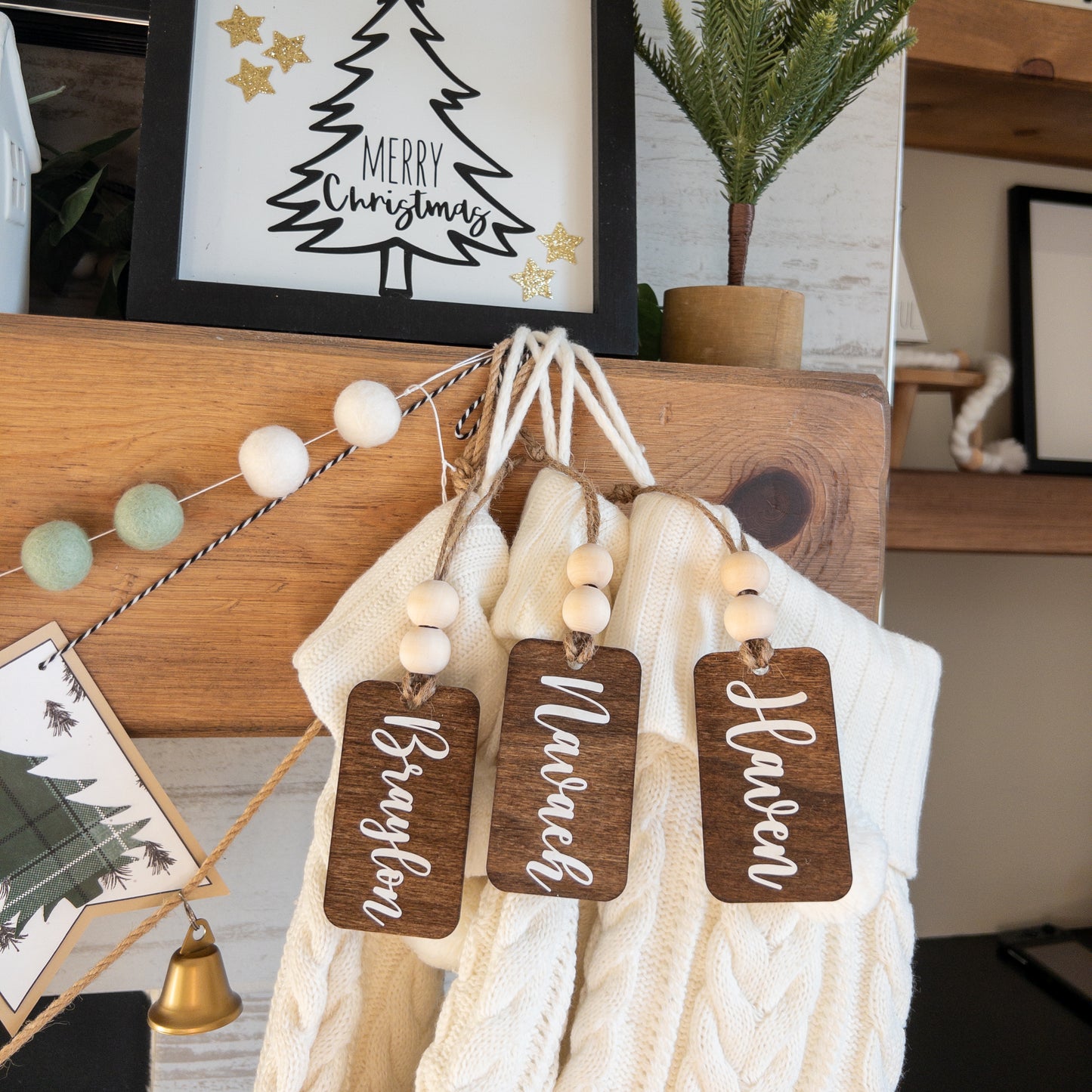 Personalized Wood Christmas Stocking Tags