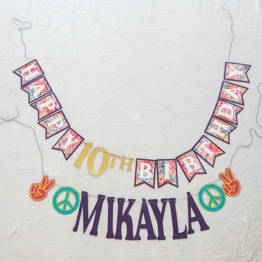 Tie Dye Themed Birthday Banner