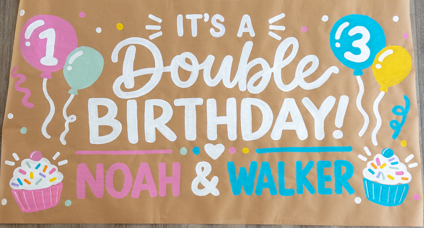 Custom Hand-Painted Kraft Paper Banner
