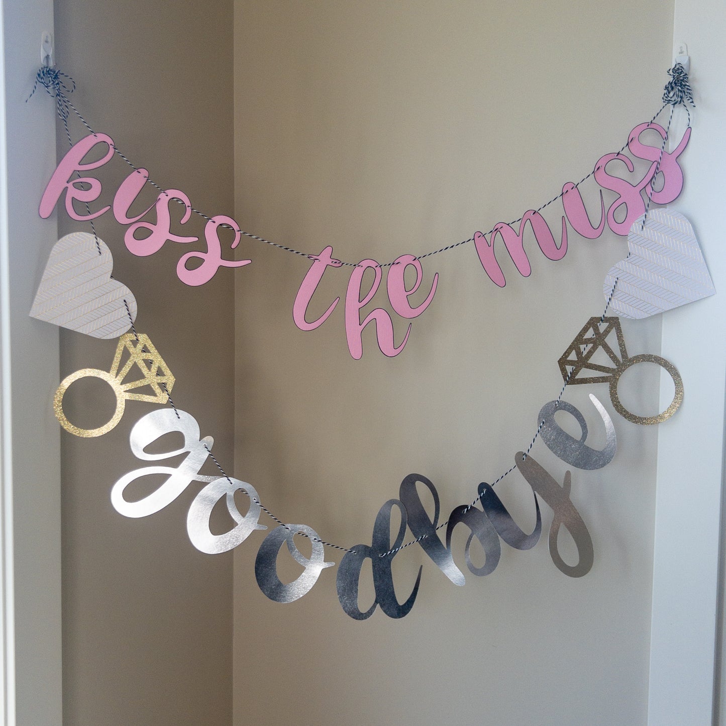 Kiss the Miss Goodbye Bachelorette Party Banner