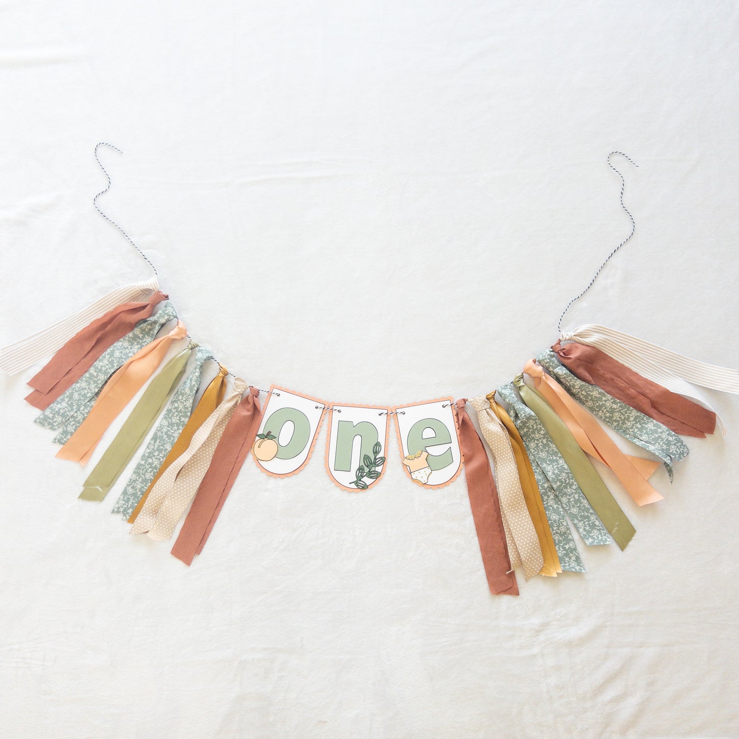 Peach Themed Highchair Birthday Banner Garland