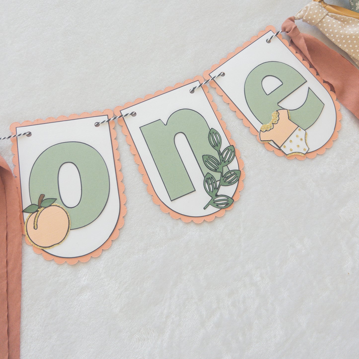 Peach Themed Highchair Birthday Banner Garland