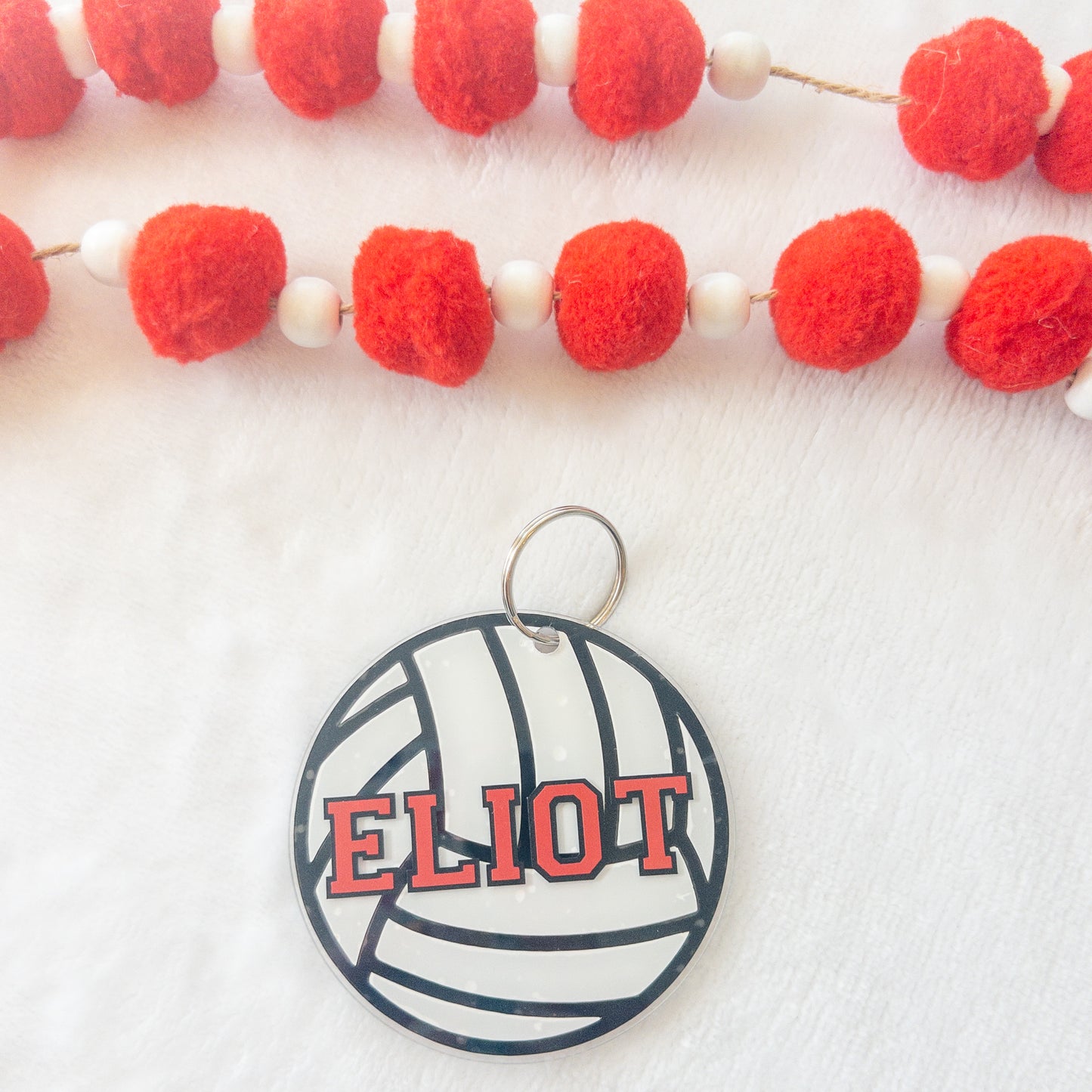 Personalized Volleyball Name Keychain for Backpacks, Sports Bags, Luggage