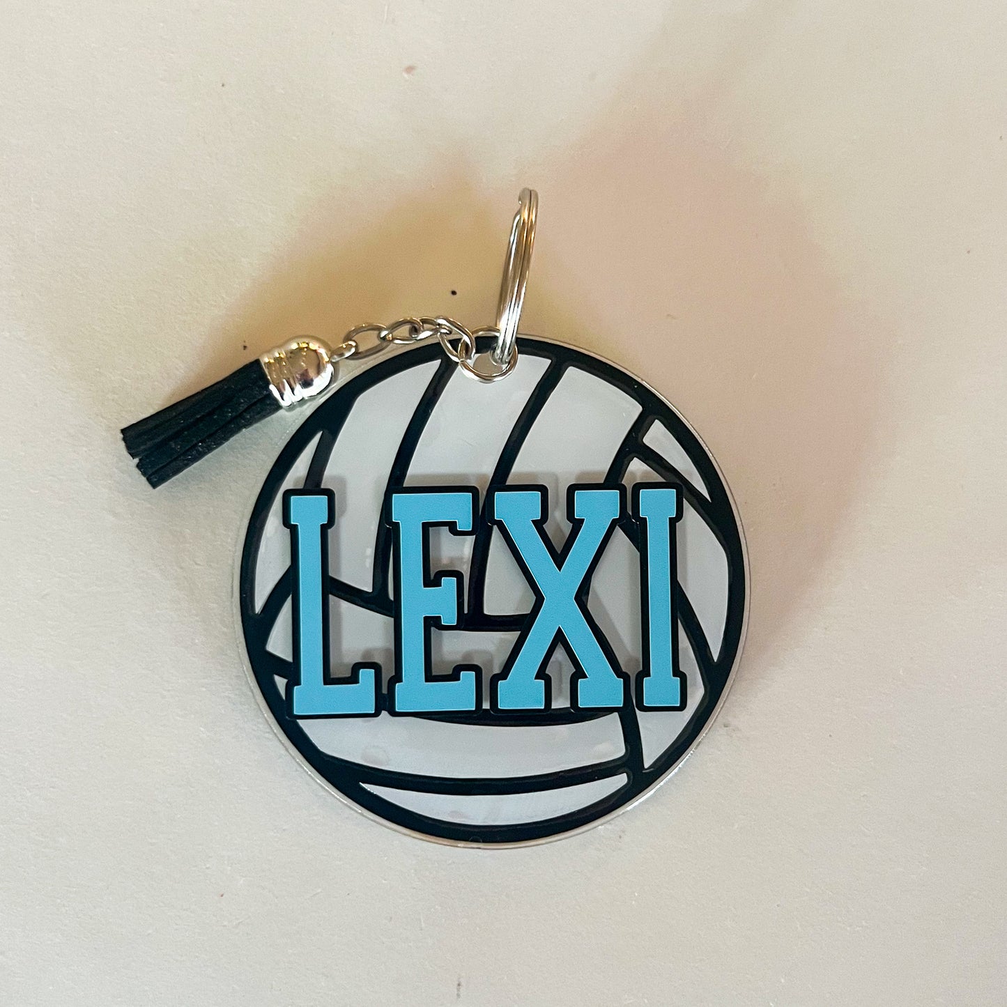 Personalized Volleyball Name Keychain for Backpacks, Sports Bags, Luggage