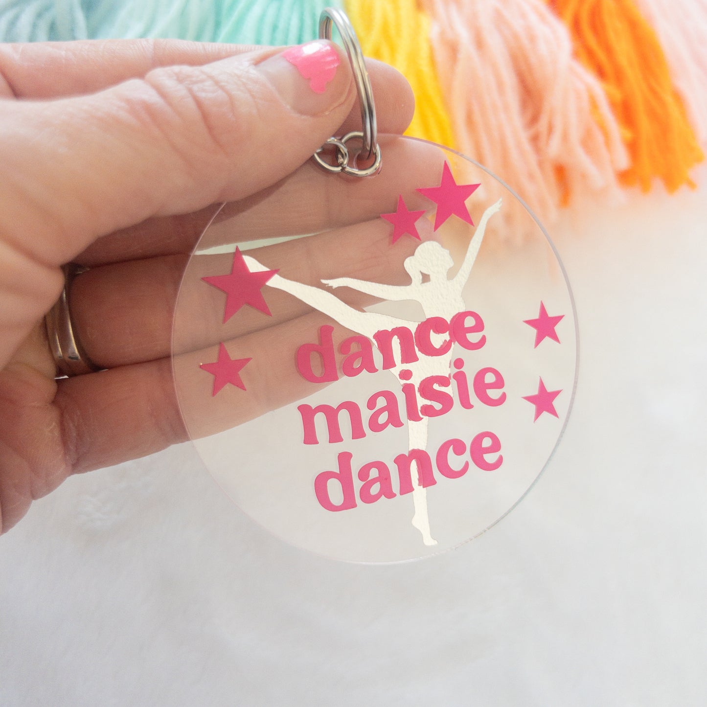 Personalized Dance Name Keychain for Backpacks, Sports Bags, Luggage