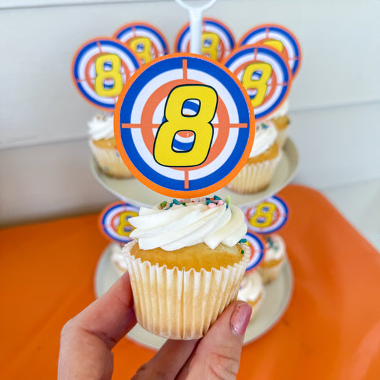 Foam Dart Target Battle Cupcake Toppers